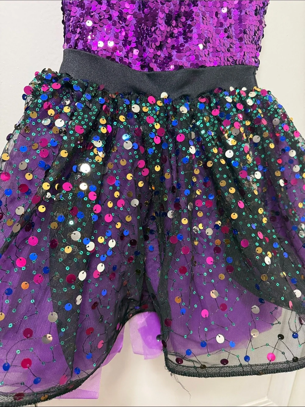 Weissman-Kids Purple Sequin Party Costume Dress with Flower Accent Large Child.